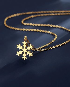 Online Beautiful Gold Snowflake Necklace Pakistan