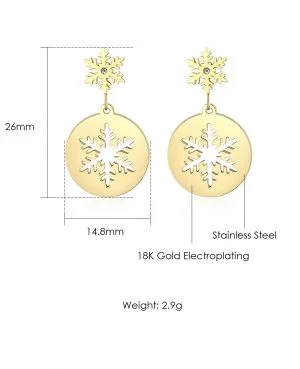 Online Beautiful Gold Snowflake Earrings Pakistan