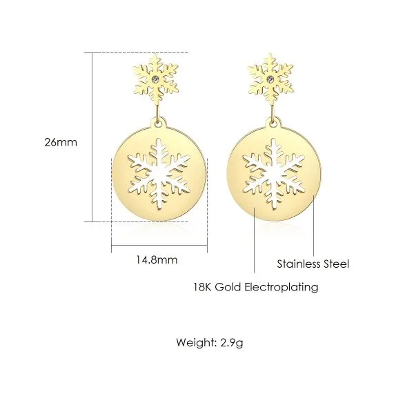 Online Beautiful Gold Snowflake Earrings Pakistan