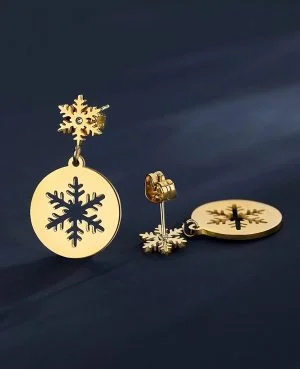 Online Beautiful Gold Snowflake Earrings Pakistan