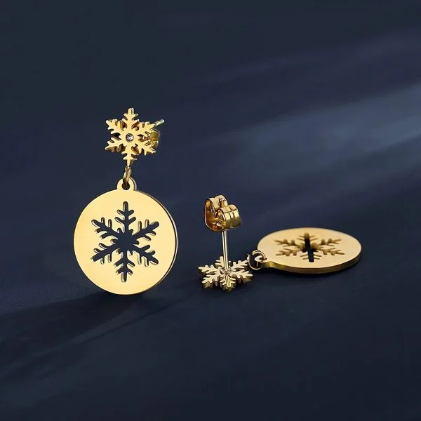 Online Beautiful Gold Snowflake Earrings Pakistan