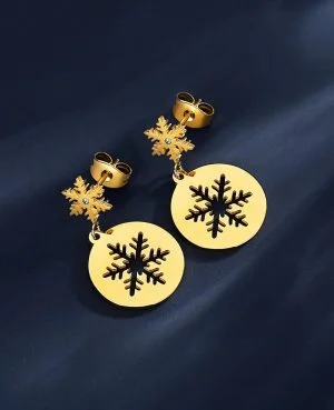 Online Beautiful Gold Snowflake Earrings Pakistan