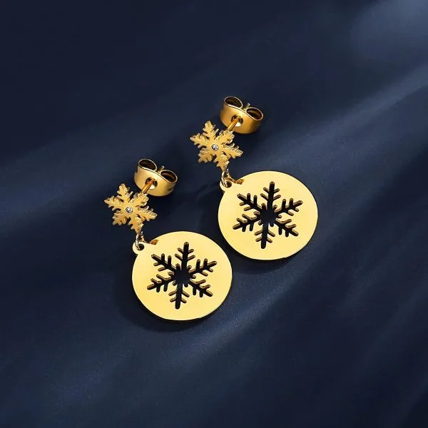 Online Beautiful Gold Snowflake Earrings Pakistan