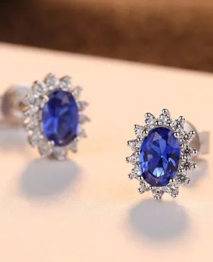 Online Sapphire Silver Earrings in Pakistan